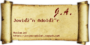Jovián Adolár névjegykártya